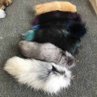 China Real Color Fox Fur Tail Key Chain Fluffy High Quality Anal Plug Bag for sale