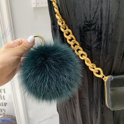 China Fashionable Fur Ball Key Bag Car Bag Wallet Accessories Purse Key Chain Decoration With Real Fox Fur Pom Pom Plush Key Chain for sale