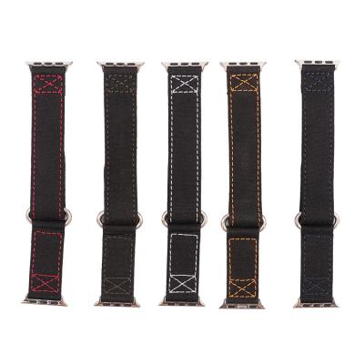 China Fanshion Canvas Low MOQ Woven Watch Strap For Apple Watch Series 12 3 4 5 6 With Metal Buckles 38/42 Mm Fabric Fashion Watch Bands Belt for sale