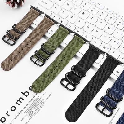 China Free Sample 38/42Mm Vintage Watch Strap Flexible Two-Piece Nylon Smart Watch Strap Adjustable Nylon Band For Apple Series for sale