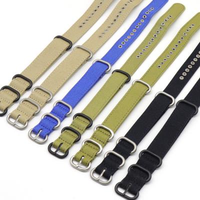 China 2021 Custom Made Sandblasting Wrist 18Mm 20Mm 22Mm 24Mm Fabric Canvas Watch Band Strap Men 2021 for sale