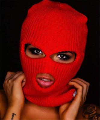 China Plain Dyed Custom 60colors Balaclava Ski Wholesale 3 Hole Your Own Cagoul Hood Black Three Knitted Face Logo Neon Ski for sale