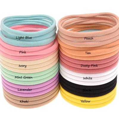 China Hair Decoration Customization 12pcs Nylon Band Headband 1CM Width Vintage Wrap Boutique Elastic Band Accessories Use Fashion Hair Accessories for sale