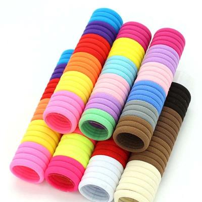 China Wholesale 50pcs Girls Hair Decoration Solid Color Elastic Hair Bands Ponytail Holder Gum Headwear Girls Hair Ties Accessories 3cm Elastic Band for sale