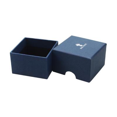 China Elegant Blue Cardboard Materials Small Recycled Printed Paper Hat Necklace Case Jewelry Box Custom Printed Packaging Products for sale