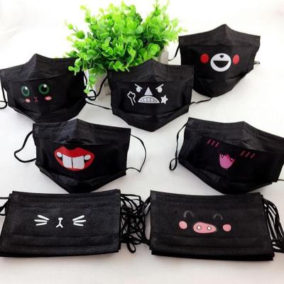 China With earloop 3PLY FACE MASK disposable nonwoven mask with design black face mask for sale