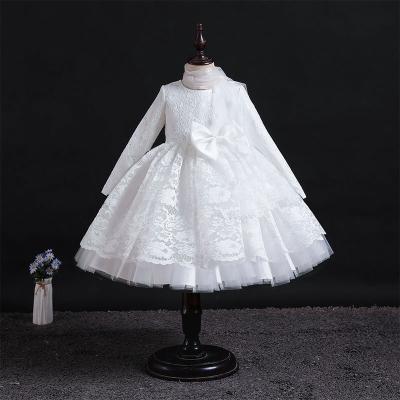 China 2021 Winter Breathable Flower Girl Wedding Princess Dress Girl Christmas Pompom Dress for sale