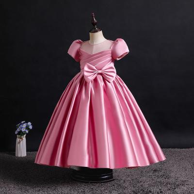 China Girl's Long Bow Princess Birthday Dress Children Dress Girls Clothing Cotton Breathable Dress for sale