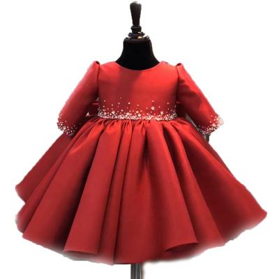 China Princess 2021 Toddler Red Long Sleeve Pompous Dress Cheap Factory Hotsale New Autumn Breathable Children Dress for sale