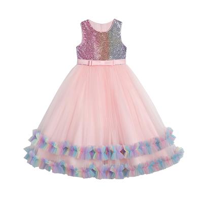 China Fashionable Dresses Wholesale Customized Good Quality Kids Dress With Print Long Pleated Skirt for sale