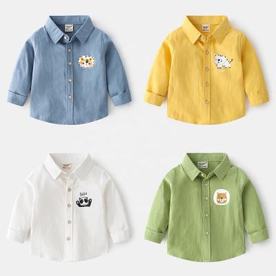 China 3 years old boys clothes long sleeve baby top children's clothing 2021 style autumn children's shirt western style viable boys' shirt for sale