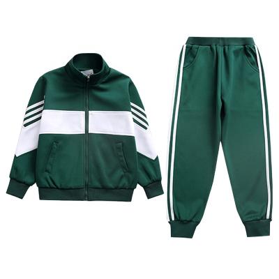 China Children's Sports School Uniforms Three Piece School Suits With Turn Down Collar Windproof OEM for sale