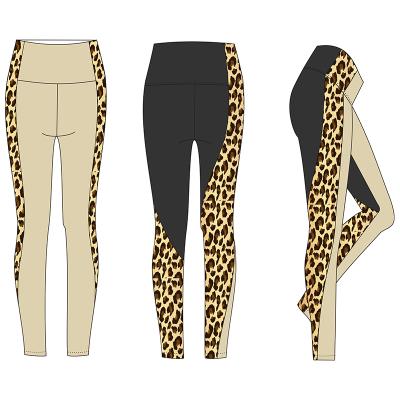 China Digital Design Leopard Animal Print Patchwork Gaiters Breathable Gym Free Tights High Waisted Yoga Panties for sale