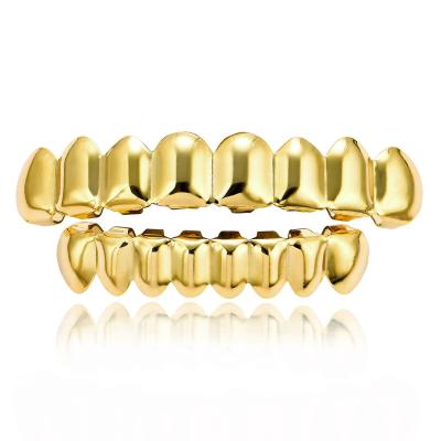 China Other European and American Gold Hip Hop Hip Hop Upper Teeth 8 Lower Teeth 8 Real Gold Plating 18K Gold Hip Hop Braces for sale