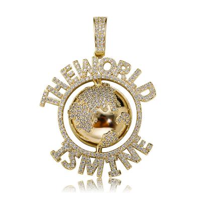 China Hot Selling Shining Hiphop Earth Hip Hop Zircon Men And Women Trend Accessories Diamond Pendant Necklace for sale