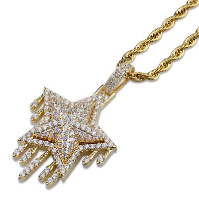 China European Hiphop explosive and American hip-hop wind full of unisex zircon star pentagram necklace pendant wholesale for sale