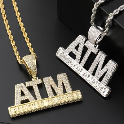 China Custom Hiphop Letter Personality Hip Hop Best Selling Europe And USA Full Of Zircon Necklace Pendant for sale