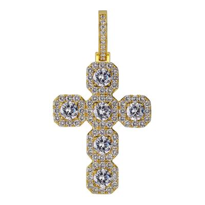 China Explosive Hiphop Models Full Jewelry Pendant Necklace Men's Retro Solid Diamond High Oversized Zircon Cross for sale