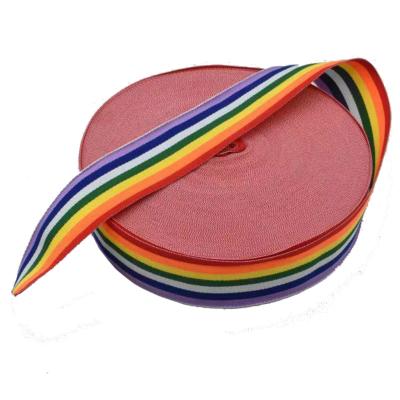 China High Tenacity 2022 Hot Sale Colorful High-strength Customized Wonderful Rainbow Polyester Webbing for sale