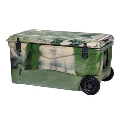 China Waterproof 110 High Quality Large LLDPE Quart Food Cooler Box With Wheels For Picnic for sale