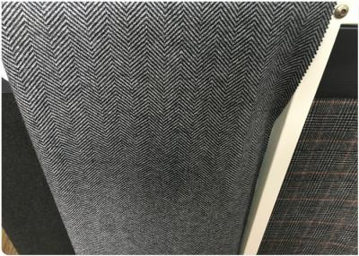 China 650 G / M Herringbone Stretch Wool Fabric Knitted Black And White 45 W for sale