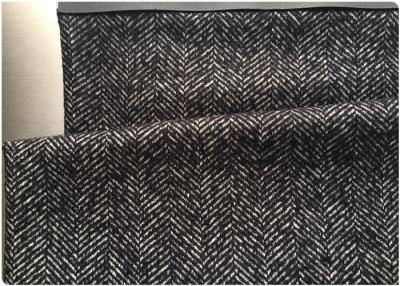 China 58 Wool Herringbone Weave Fabric 42 Polyester , Herringbone Material Fabric Black White Color for sale