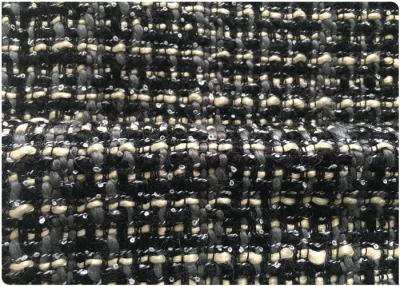 China Channel Style Woven Lightweight Wool Fabric Black And White 150 CM Width OEM 500 G for sale