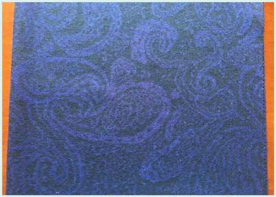 China Blue Knit Jacquard Wool Fabric 55w 45p , 620 G Heavyweight Wool Fabric for sale