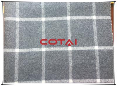 China Tartan Vertical Stripe Wool Cashmere Coating Fabric With White Line Double Faced for sale