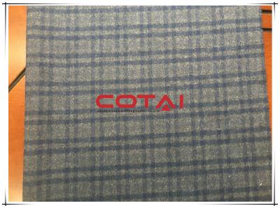 China Small 3.5cm Tartan Double Faced Wool Coating Fabric With Navy Line Nap Down for sale