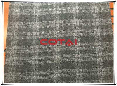 China Black and Gray One side Thin Melton 7cm Tartan Wool Fabric , Width 150cm for sale