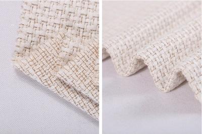 China Creamy White Tweed Fancy Tweed Woven Wool Fabric 55% Acrylic 33% Cotton 12% Polyester for sale