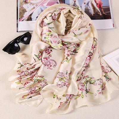 China 2021 Summer New Arrival 180*90cm Long Pattern Soft Smooth Luxury Floral Ice Cream Feeling Silk Scarf Shawl For Lady for sale