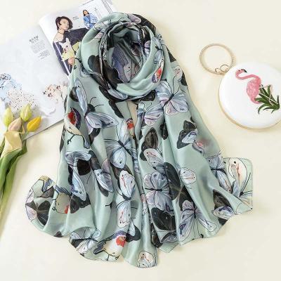 China Spring 180*90cm Spring 180*90cm Butterfly Pattern Shawl Soft Smooth Elegant Ice Silk Scarf 2021 Feeling Scarf Other Scarves For Lady for sale