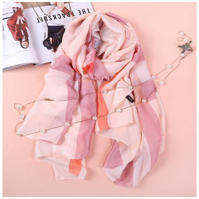 China 2021 spring 180*90cm spring 180*90cm pink shawl cute elegant smooth luxury ice silk scarf other scarves for lady for sale