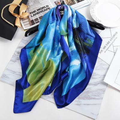 China Wholesale 60*60cm hot sale 60*60cm soft feeling silk scarf cool satin soft smooth luxury vintage hankie scarf headband for lady for sale