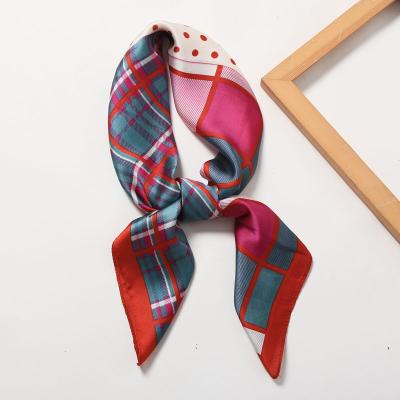 China Good Quality 70*70cm Polka Dot Scarf Wholesale Elegant Luxury Smooth Plaid Cute Feeling Headband For Girls for sale