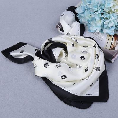 China 60*60cm Scarf Camellia Pattern High Quality Printed Square Smooth Luxury Elegant Feeling Soft Type New 2021 Scarf For Lady for sale