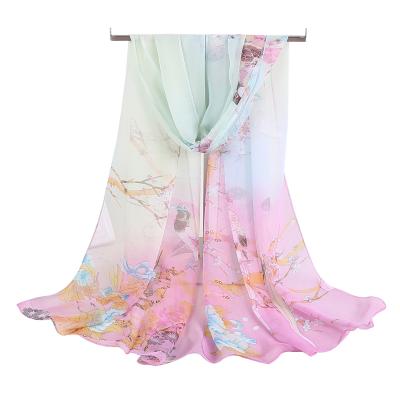 China 160*50cm Ribbon 160*50cm Machine Printed Chiffon Chiffon Chinese Classical Style Chiffon Scarf Hot Wholesale Elegant Luxury Smooth Soft Good Quality Selling Feeling For for sale