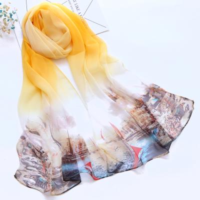 China 2021 New Arrival Chinese Style Spring Chiffon Soft Feeling Chiffon Shawl 160*50cm Luxury Gradient Gradient Chiffon Shawl For Women for sale