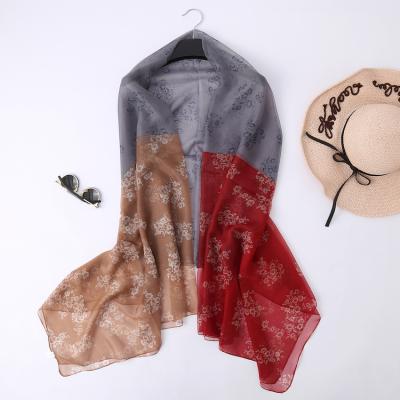 China Wholesale Hot Selling Elegant Luxury Soft Feeling Chinese Classic Style Chiffon Scarf Machine Printing Chiffon Hijab 130*180cm Beach Towel For Women for sale