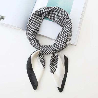 China 2021 Soft Luxury Elegant Feeling Hot Selling High Quality Custom Printed 70*70cm Twill Printed Scarf Houndstooth Fashion Scarf For Women for sale