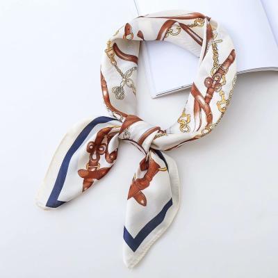 China Sweet type new quality 70*70cm scarf square smooth luxury elegant feeling 2021 good feeling custom printed neckerchief design chain neckerchief for women for sale