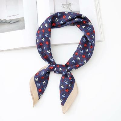 China Sweet Type New 2021 Smooth Luxury Elegant Feeling Custom Printed 70*70cm Scarf Inner Twill Printed Scarf Cute Panda Pattern Scarf For Girls for sale