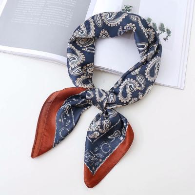 China 2021 top quality hot sale elegant soft smooth luxury satin dupatta feeling silk scarf twill printed scarf cashew pattern women scarves 70*70cm for sale