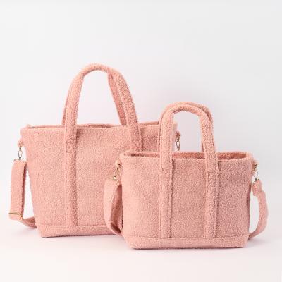 China Vintage Cute Fluffy Reusable Fashion Teddy Handbags Cute Fluffy Ladies Up To Date Tote Bags for sale