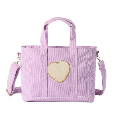 China NATIONAL Factory Wholesale New Model Large Capacity Accept Customize Portable Fashion Corduroy Eco Friendly Lilac Overnight Handbags for sale