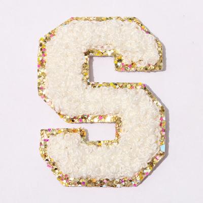 China New 3M Backing Multi Color DIY Decorations DIY Gift Self Adhesive Clothing Bag Custom Chenille Letter Patches for sale