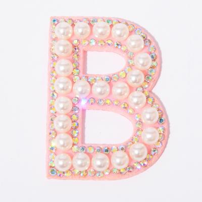 China Best Price 3D Applique Rhinestone Exquisite English Letter Stickers Decorative Sticker for sale