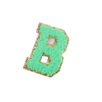 China Decorative Sticker Maker Adhesive Glitter Insurance Chenille High Quality Letter Patches Colorful Patch Alphabet for sale